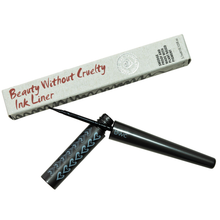 Load image into Gallery viewer, Beauty Without Cruelty ink eyeliner in black, boxed and unboxed. Vegan and cruelty-free. Available at Lovethical along with plenty of other vegan and cruelty-free beauty products, makeup, make up, toiletries and cosmetics for all your gift and present needs. 
