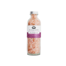 Load image into Gallery viewer, Bloomtown Himalayan salt soak glass bottle - The Hedgerow - blackberry and honeysuckle. Vegan and cruelty-free. Available at Lovethical along with plenty of other vegan and cruelty-free beauty products, makeup, make up, toiletries and cosmetics for all your gift and present needs. 
