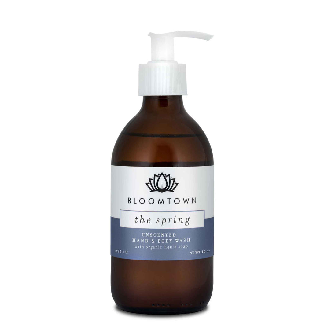 Bloomtown hand and body wash - the spring - unscented. Vegan and cruelty-free. Available at Lovethical along with plenty of other vegan and cruelty-free beauty products, makeup, make up, toiletries and cosmetics for all your gift and present needs. 
