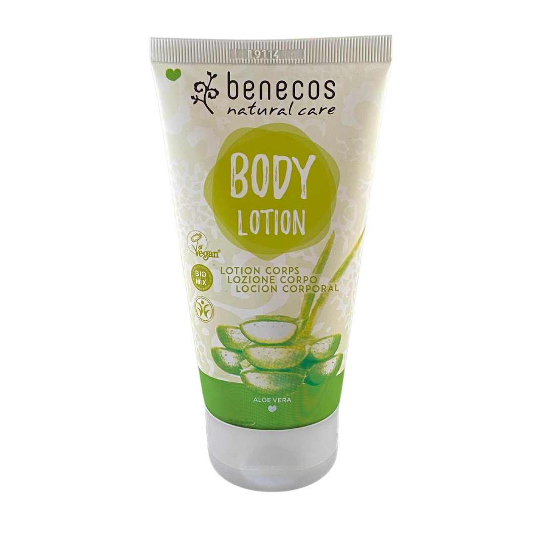 benecos body lotion - aloe vera. Vegan and cruelty-free. Available at Lovethical along with plenty of other vegan and cruelty-free beauty products, makeup, make up, toiletries and cosmetics for all your gift and present needs. 