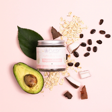 Load image into Gallery viewer, Picture of Purity&#39;s Coffee Scrub with pink background. Vegan and cruelty-free. Available at Lovethical along with plenty of other vegan and cruelty-free beauty products, makeup, make up, toiletries and cosmetics for all your gift and present needs. 
