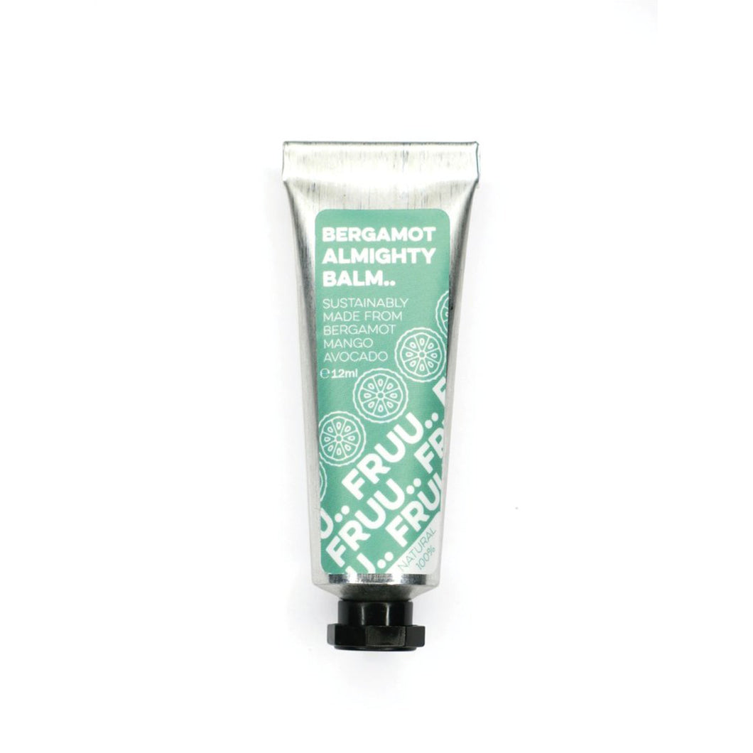 Fruu bergamot almighty balm. Vegan and cruelty-free. Available at Lovethical along with plenty of other vegan and cruelty-free beauty products, makeup, make up, toiletries and cosmetics for all your gift and present needs. 