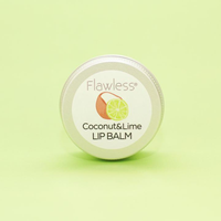 Flawless coconut and lime lip balm closed tin. Vegan and cruelty-free. Available at Lovethical along with plenty of other vegan and cruelty-free beauty products, makeup, make up, toiletries and cosmetics for all your gift and present needs. 