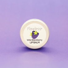 Load image into Gallery viewer, Flawless wild blackberry lip balm closed tin. Vegan and cruelty-free. Available at Lovethical along with plenty of other vegan and cruelty-free beauty products, makeup, make up, toiletries and cosmetics for all your gift and present needs. 
