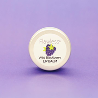Flawless wild blackberry lip balm closed tin. Vegan and cruelty-free. Available at Lovethical along with plenty of other vegan and cruelty-free beauty products, makeup, make up, toiletries and cosmetics for all your gift and present needs. 