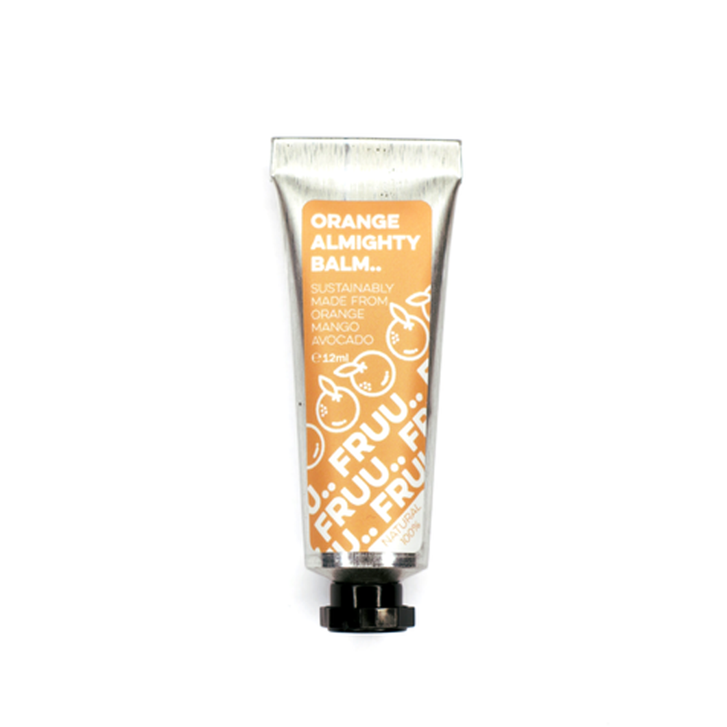 Fruu orange almighty balm. Vegan and cruelty-free. Available at Lovethical along with plenty of other vegan and cruelty-free beauty products, makeup, make up, toiletries and cosmetics for all your gift and present needs. 