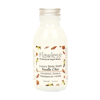 1 glass bottle of Flawless luxury body wash - vanilla chai. Vegan and cruelty-free. Available at Lovethical along with plenty of other vegan and cruelty-free beauty products, makeup, make up, toiletries and cosmetics for all your gift and present needs. 