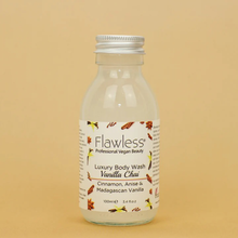 Load image into Gallery viewer, 1 glass bottle of Flawless luxury body wash - vanilla chai. Vegan and cruelty-free. Available at Lovethical along with plenty of other vegan and cruelty-free beauty products, makeup, make up, toiletries and cosmetics for all your gift and present needs. 
