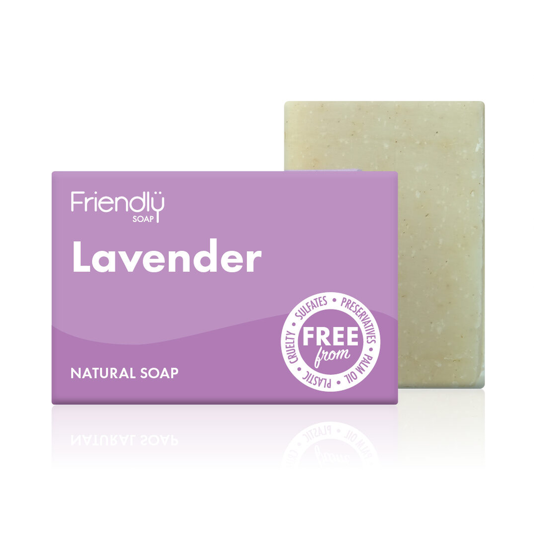 Friendly Soap lavender soap. Vegan and cruelty-free. Available at Lovethical along with plenty of other vegan and cruelty-free beauty products, makeup, make up, toiletries and cosmetics for all your gift and present needs. 