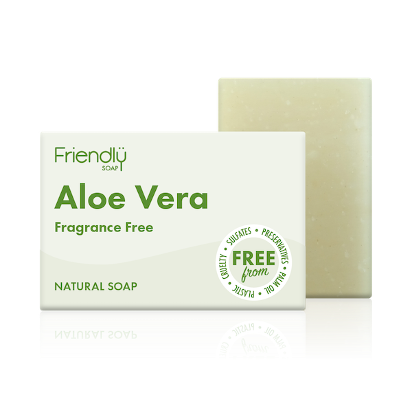 Friendly Soap aloe vera fragrance -free soap, boxed and unboxed. Vegan and cruelty-free. Available at Lovethical along with plenty of other vegan and cruelty-free beauty products, makeup, make up, toiletries and cosmetics for all your gift and present needs. 