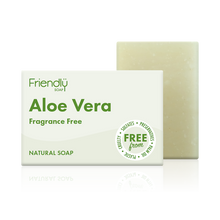 Load image into Gallery viewer, Friendly Soap aloe vera fragrance -free soap, boxed and unboxed. Vegan and cruelty-free. Available at Lovethical along with plenty of other vegan and cruelty-free beauty products, makeup, make up, toiletries and cosmetics for all your gift and present needs. 
