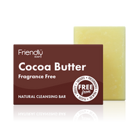 Friendly Soap cocoa butter fragrance-fee cleansing bar, boxed and unboxed. Vegan and cruelty-free. Available at Lovethical along with plenty of other vegan and cruelty-free beauty products, makeup, make up, toiletries and cosmetics for all your gift and present needs. 