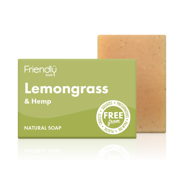 Friendly Soap lemongrass and hemp soap, boxed and unboxed. Vegan and cruelty-free. Available at Lovethical along with plenty of other vegan and cruelty-free beauty products, makeup, make up, toiletries and cosmetics for all your gift and present needs. 