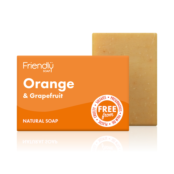 Friendly Soap orange and grapefruit soap, boxed and unboxed. Vegan and cruelty-free. Available at Lovethical along with plenty of other vegan and cruelty-free beauty products, makeup, make up, toiletries and cosmetics for all your gift and present needs. 