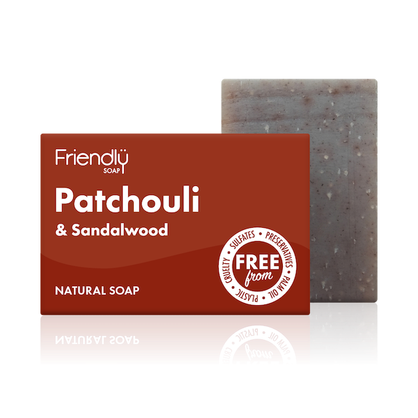 Friendly Soap patchouli and sandalwood soap, boxed and unboxed. Vegan and cruelty-free. Available at Lovethical along with plenty of other vegan and cruelty-free beauty products, makeup, make up, toiletries and cosmetics for all your gift and present needs. 