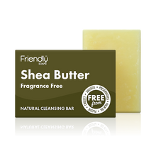 Load image into Gallery viewer, Friendly Soap shea butter fragrance free cleansing bar, boxed and unboxed. Vegan and cruelty-free. Available at Lovethical along with plenty of other vegan and cruelty-free beauty products, makeup, make up, toiletries and cosmetics for all your gift and present needs. 
