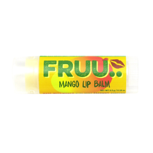 Load image into Gallery viewer, Fruu mango lip balm. Vegan and cruelty-free. Available at Lovethical along with plenty of other vegan and cruelty-free beauty products, makeup, make up, toiletries and cosmetics for all your gift and present needs. 
