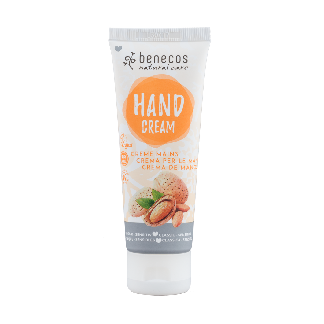 benecos hand cream - classic sensitive. Vegan and cruelty-free. Available at Lovethical along with plenty of other vegan and cruelty-free beauty products, makeup, make up, toiletries and cosmetics for all your gift and present needs. 