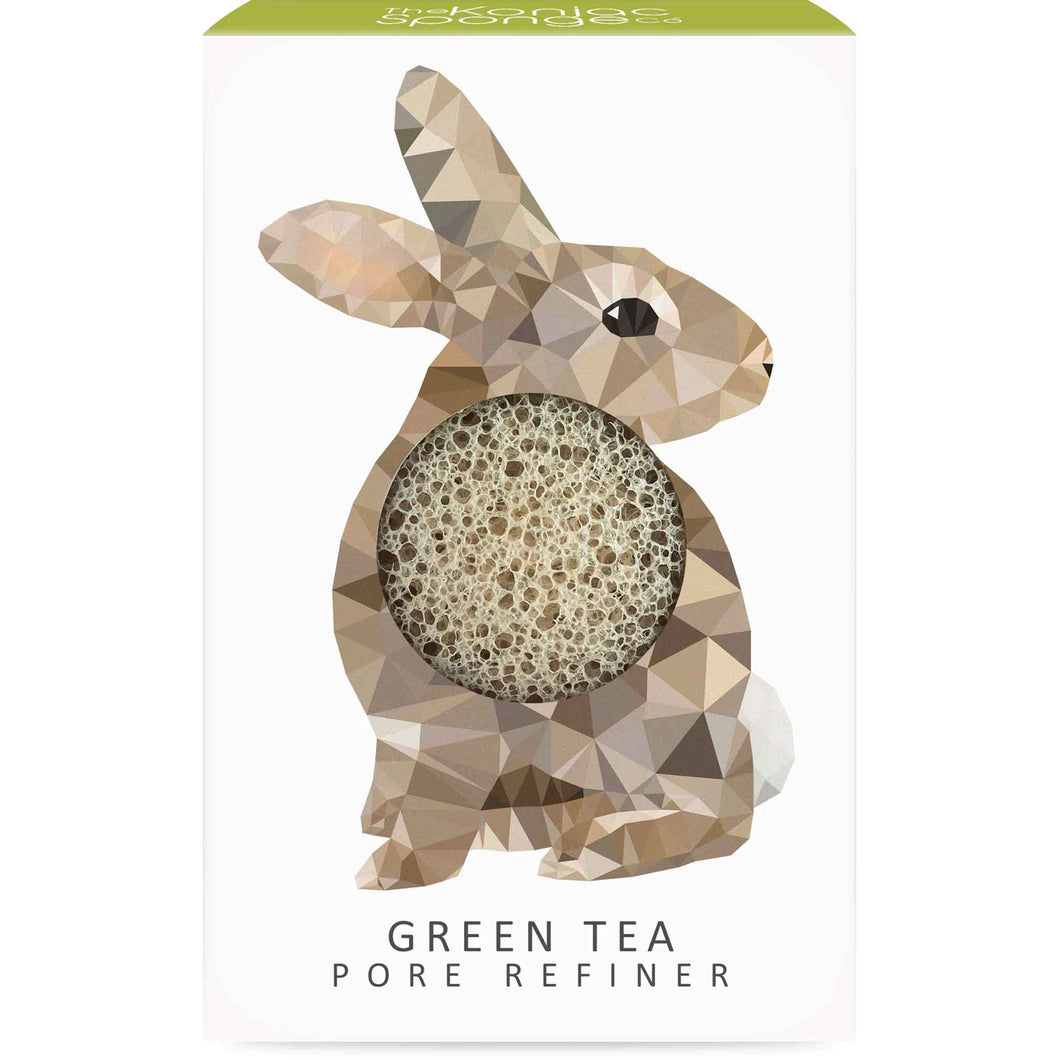 The Konjac Sponge Company Mini Pore Refiner Rabbit With Green Tea. Picture shows the beautiful packaging that has a cute picture of a rabbit on it. Vegan and cruelty-free. Available at Lovethical along with plenty of other vegan and cruelty-free beauty products, makeup, make up, toiletries and cosmetics for all your gift and present needs. 
