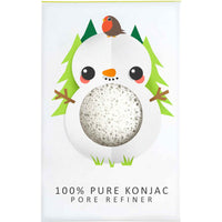 The Konjac Sponge Company Mini Pore Refiner Snowman. Picture shows the beautiful packaging that has a cute picture of a snowman on it. Vegan and cruelty-free. Available at Lovethical along with plenty of other vegan and cruelty-free beauty products, makeup, make up, toiletries and cosmetics for all your gift and present needs. 