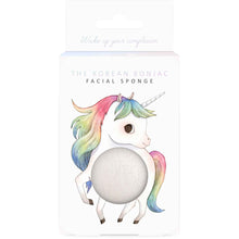 Load image into Gallery viewer, The Konjac Sponge Company Mini Pore Refiner Unicorn With Shower Hook. Picture shows the beautiful packaging that has a cute picture of a Unicorn on it. Vegan and cruelty-free. Available at Lovethical along with plenty of other vegan and cruelty-free beauty products, makeup, make up, toiletries and cosmetics for all your gift and present needs. 
