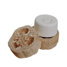 Load image into Gallery viewer, Moonie loofah soap rest. Vegan and cruelty-free. Available at Lovethical along with plenty of other vegan and cruelty-free beauty products, makeup, make up, toiletries and cosmetics for all your gift and present needs. 

