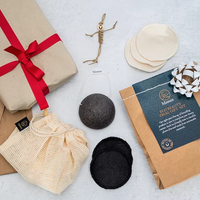Moonie eco beauty gift set. Vegan and cruelty-free. Image shows each individual product. Available at Lovethical along with plenty of other vegan and cruelty-free beauty products, makeup, make up, toiletries and cosmetics for all your gift and present needs. 