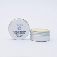 Flawless nose balm for dogs - soothing and nourishing. Image shows two of the products, on of them is open and one is closed. Vegan and cruelty-free. Available at Lovethical along with plenty of other vegan and cruelty-free beauty products, makeup, make up, toiletries and cosmetics for all your gift and present needs. 