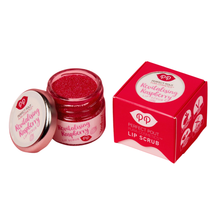 Load image into Gallery viewer, Glass pot of Pura Cosmetics revitalising raspberry lip scrub, boxed and unboxed. Vegan and cruelty-free. Available at Lovethical along with plenty of other vegan and cruelty-free beauty products, makeup, make up, toiletries and cosmetics for all your gift and present needs. 
