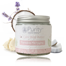 Load image into Gallery viewer, Pot of Purity&#39;s Be Calm Baby Butter with plantable packaging. Vegan and cruelty-free. Available at Lovethical along with plenty of other vegan and cruelty-free beauty products, makeup, make up, toiletries and cosmetics for all your gift and present needs. 
