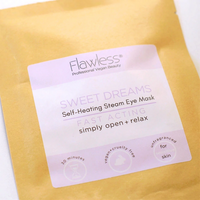 Flawless self-heating eye relaxing mask. Image shows a close-up of the packaging. Vegan and cruelty-free. Available at Lovethical along with plenty of other vegan and cruelty-free beauty products, makeup, make up, toiletries and cosmetics for all your gift and present needs. 