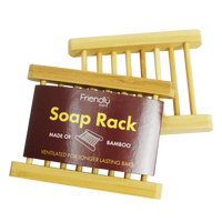 Friendly Soap bamboo soap rack, boxed and unboxed. Vegan and cruelty-free. Available at Lovethical along with plenty of other vegan and cruelty-free beauty products, makeup, make up, toiletries and cosmetics for all your gift and present needs. 
