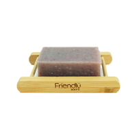 Friendly Soap bamboo soap rack unboxed with soap. Vegan and cruelty-free. Available at Lovethical along with plenty of other vegan and cruelty-free beauty products, makeup, make up, toiletries and cosmetics for all your gift and present needs. 