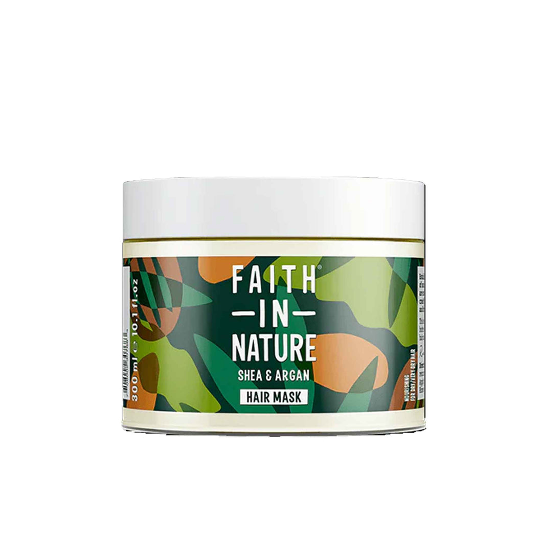 Faith in Nature Shea and Argan Nourishing Hair Mask. Vegan and cruelty-free. Available at Lovethical along with plenty of other vegan and cruelty-free beauty products, makeup, make up, toiletries and cosmetics for all your gift and present needs. 
