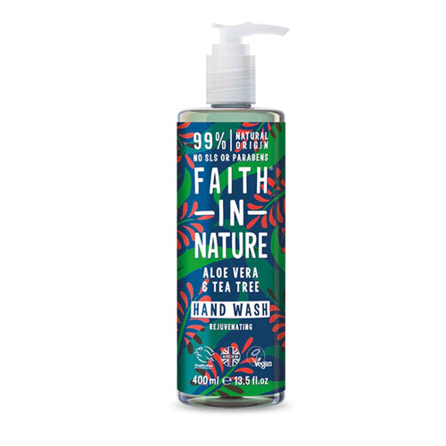 Faith in Nature Aloe Vera and Tea Tree Hand Wash Vegan and cruelty-free. Available at Lovethical along with plenty of other vegan and cruelty-free beauty products, makeup, make up, toiletries and cosmetics for all your gift and present needs. 