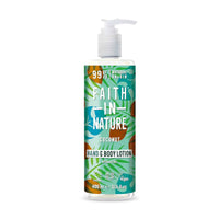 Faith in Nature Coconut Hand and Body Lotion Vegan and cruelty-free. Available at Lovethical along with plenty of other vegan and cruelty-free beauty products, makeup, make up, toiletries and cosmetics for all your gift and present needs. 