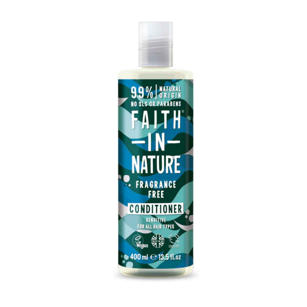 Faith in Nature Fragrance Free Conditioner Vegan and cruelty-free. Available at Lovethical along with plenty of other vegan and cruelty-free beauty products, makeup, make up, toiletries and cosmetics for all your gift and present needs. 