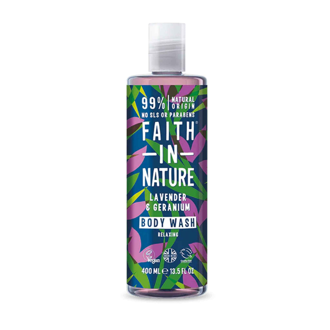 Faith in Nature Lavender and Geranium Body Wash Vegan and cruelty-free. Available at Lovethical along with plenty of other vegan and cruelty-free beauty products, makeup, make up, toiletries and cosmetics for all your gift and present needs. 