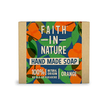 Load image into Gallery viewer, Faith in Nature Orange Soap  Vegan and cruelty-free. Available at Lovethical along with plenty of other vegan and cruelty-free beauty products, makeup, make up, toiletries and cosmetics for all your gift and present needs. 
