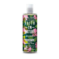 Faith in Nature Wild Rose Shampoo Vegan and cruelty-free. Available at Lovethical along with plenty of other vegan and cruelty-free beauty products, makeup, make up, toiletries and cosmetics for all your gift and present needs. 