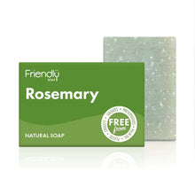 Load image into Gallery viewer, Friendly Soap rosemary soap. Vegan and cruelty-free. Available at Lovethical along with plenty of other vegan and cruelty-free beauty products, makeup, make up, toiletries and cosmetics for all your gift and present needs. 
