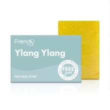 Load image into Gallery viewer, Friendly Soap ylang ylang soap. Vegan and cruelty-free. Available at Lovethical along with plenty of other vegan and cruelty-free beauty products, makeup, make up, toiletries and cosmetics for all your gift and present needs. 
