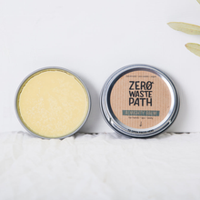 Load image into Gallery viewer, Circular tin of Zero Waste Path almighty balm. Vegan and cruelty-free. Available at Lovethical along with plenty of other vegan and cruelty-free beauty products, makeup, make up, toiletries and cosmetics for all your gift and present needs. 
