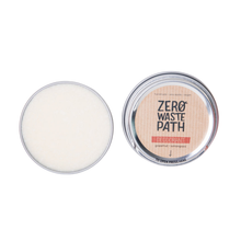 Load image into Gallery viewer, Circular tin of Zero Waste Path grapefruit and lemongrass solid deodorant. Vegan and cruelty-free. Available at Lovethical along with plenty of other vegan and cruelty-free beauty products, makeup, make up, toiletries and cosmetics for all your gift and present needs. 
