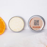 Circular tin of Zero Waste Path happy balm. Vegan and cruelty-free. Available at Lovethical along with plenty of other vegan and cruelty-free beauty products, makeup, make up, toiletries and cosmetics for all your gift and present needs. 